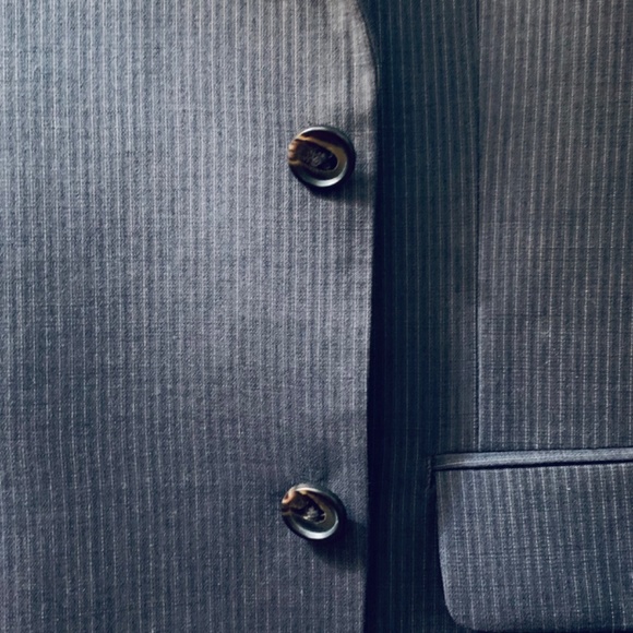 Ralph - Ralph Lauren Men's 46R Blue Pinstripe 100% Wool Two-Button Suit - Picture 5 of 14